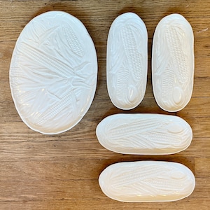 Vintage Corn Cob Dishes (set of 4) with platter, made in Czechoslovakia