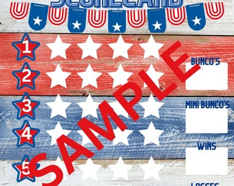 Patriotic Bunco Scorecard