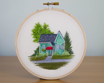 Custom Hand Embroidery of House, Building or Structure Commissioned
