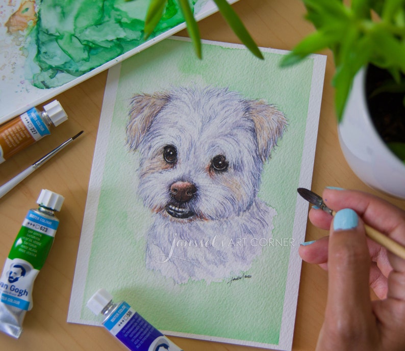 Custom Watercolor Painting Pet Portrait Commissioned image 5