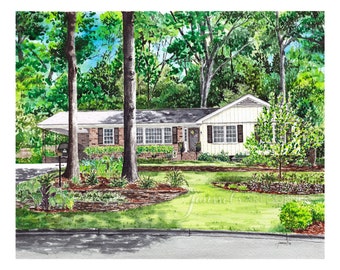 Custom Watercolor Painting of House, Building or Structure Commissioned