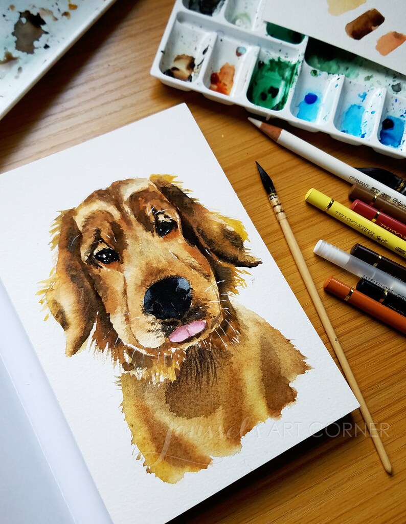 Custom Watercolor Painting Pet Portrait Commissioned image 10