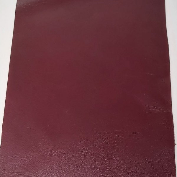 SOFT & SUPPLE BURGUNDY Nappa lamb Leather  piece 30x12sqcm  , Tanned burgundy  lambskin  remnant 11.8 x 4.7 inches