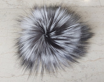 Silver fox FUR  POMPOM press STUD, fox fur pompom with press snap button.