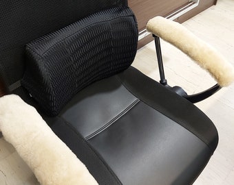 REAL SHEEPSKIN ARMREST cover, a pair of merinos soft and thick armchairs pad with velcro closure. Decorative armchairs pads