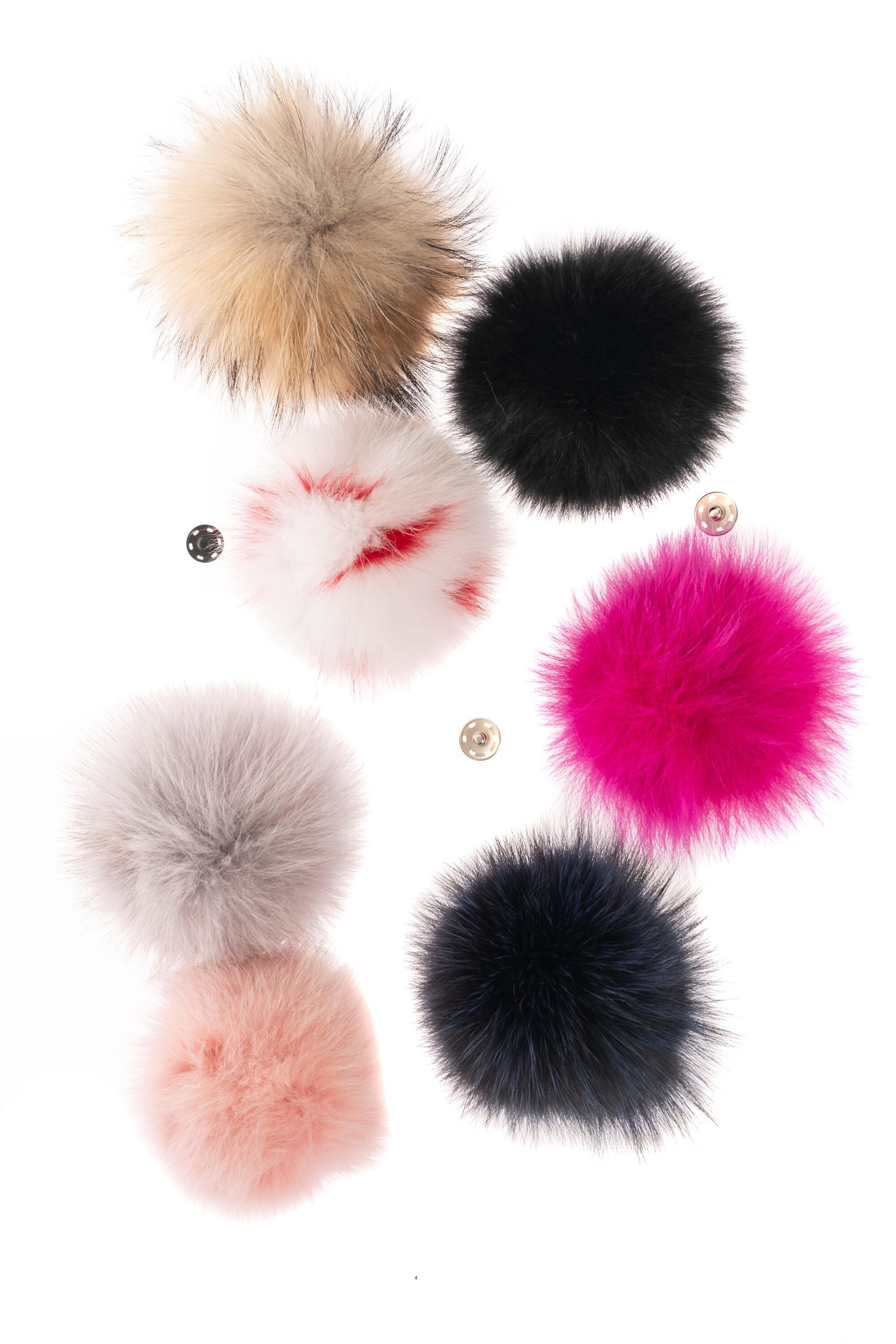 Pom-pom Buttons for Use With Faux Fur and Yarn Pom Poms That