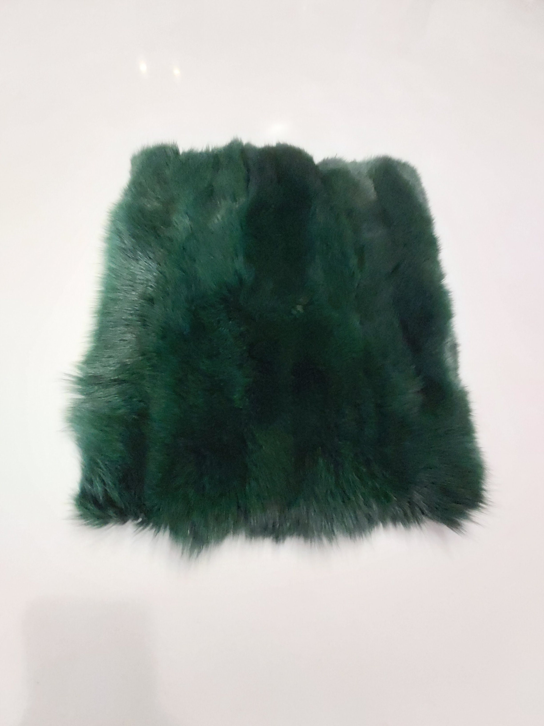 Green FUR plate fox fur rug remnants. Thick soft fluffy Etsy