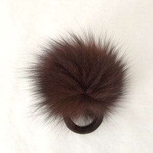 Brown Fox scrunchie, ponytail holder, elastic, furry ball.