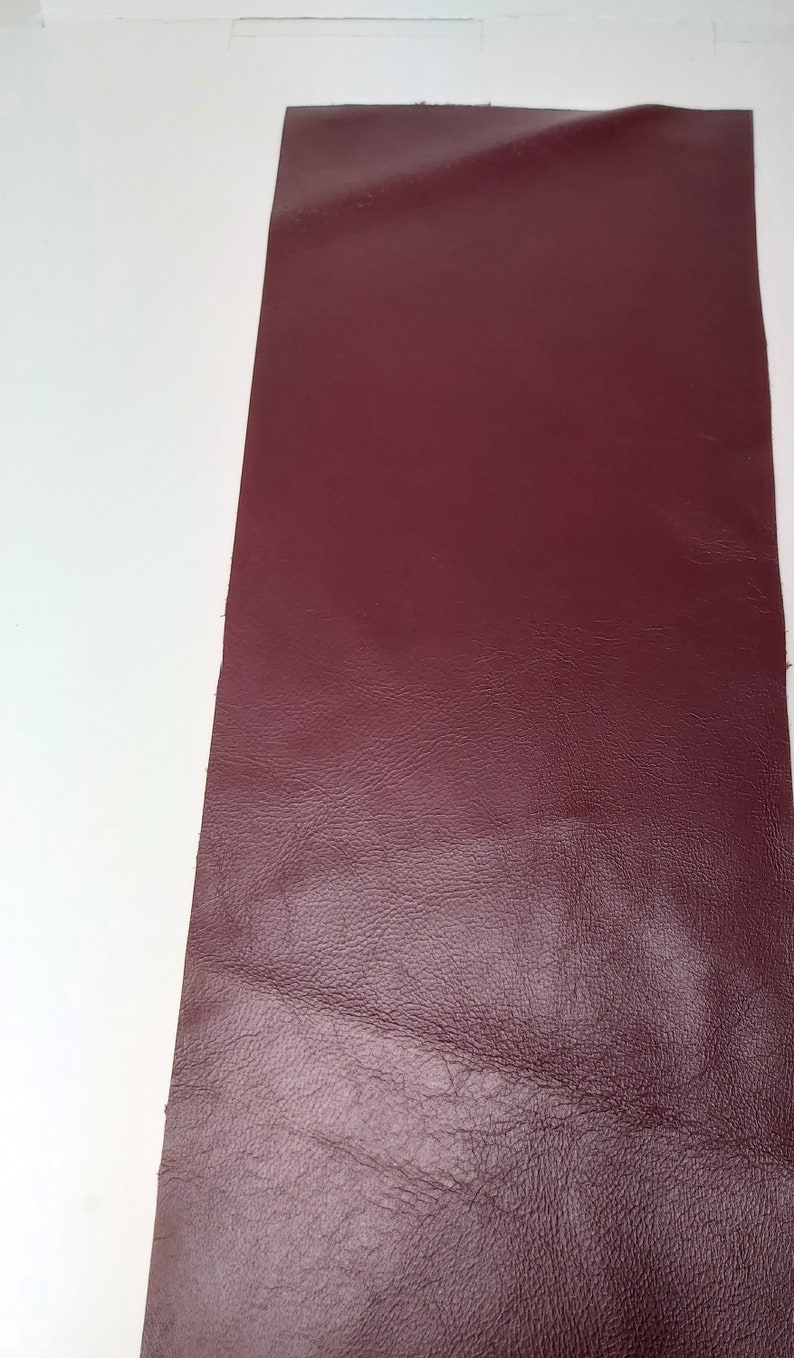 SOFT & SUPPLE BURGUNDY Nappa lamb Leather piece 30x12sqcm , Tanned burgundy lambskin remnant 11.8 x 4.7 inches image 1