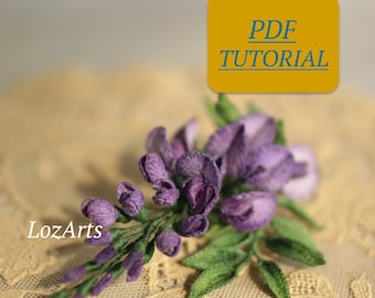 Crochet miniature wisteria PDF pattern, crocheted and painted wisteria twig detailed tutorial, instant download in English only