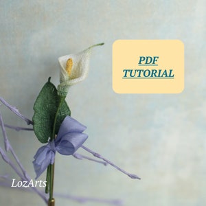 PDF-tutorial gehaakte Calla Lelie, miniatuur realistische bloem en blad - GEEN BROCHE, digitale download tutorial, alleen Engels
