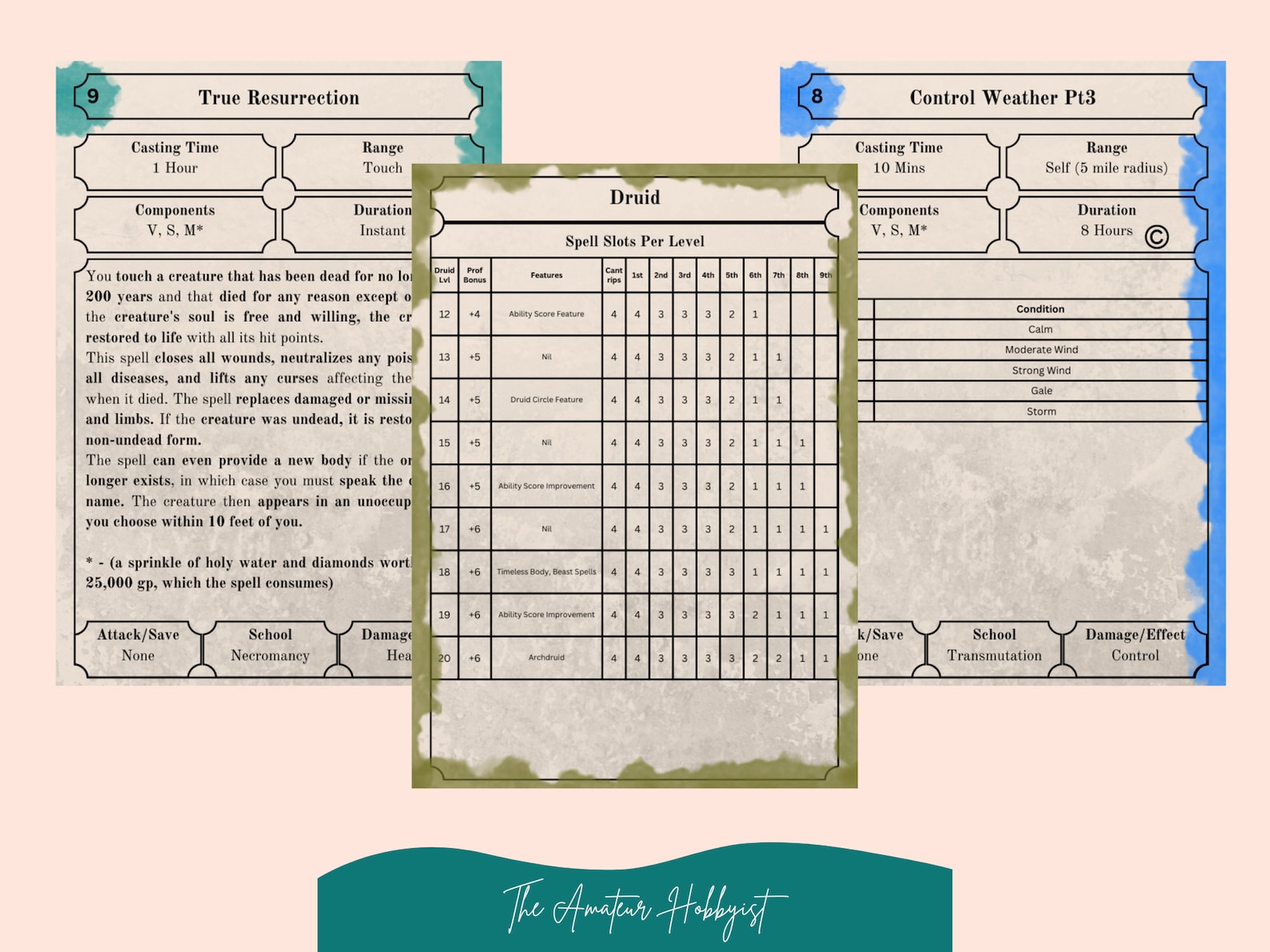 Dnd Spell Cards Printables Druid - Etsy