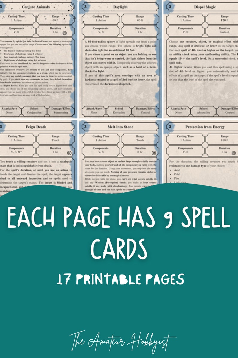 Dnd Spell Cards Printables Druid - Etsy