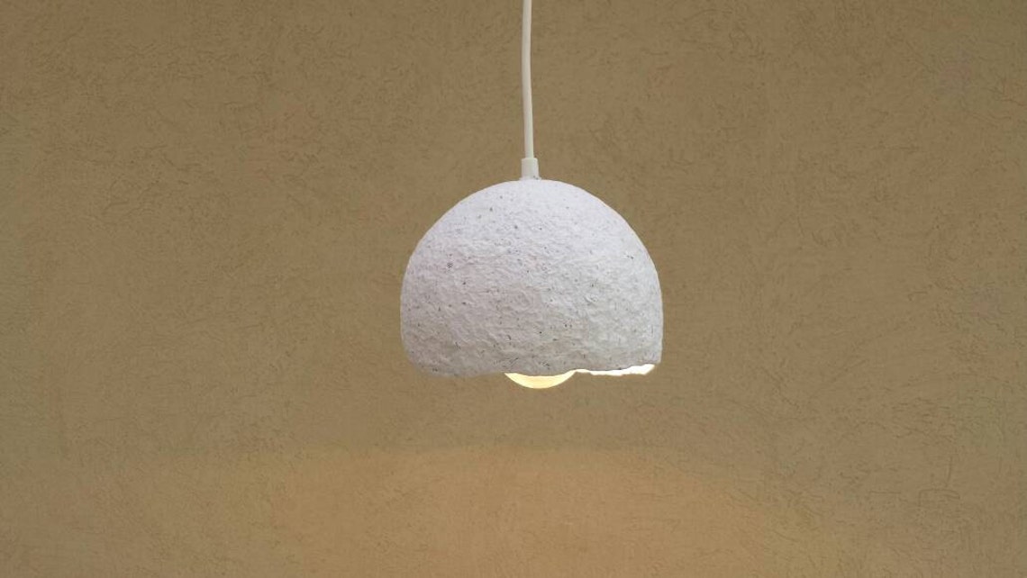 Paper Mache Hanging Lamp Papier Mache Lampshade Paper Lamp Etsy