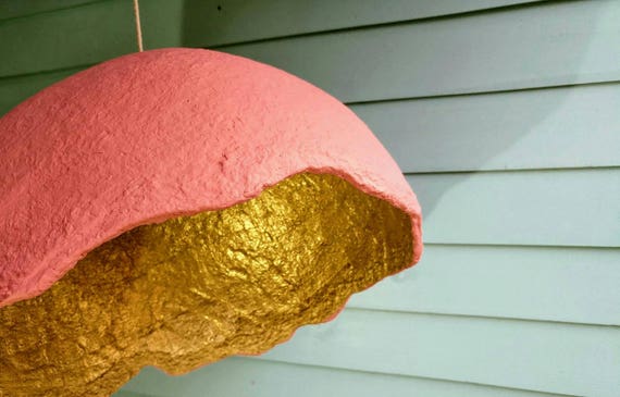 Papier mache pendant Pendant lighting Paper mache lamp Dining room lighting ceiling lighting Industrial lighting pendant Lampshade