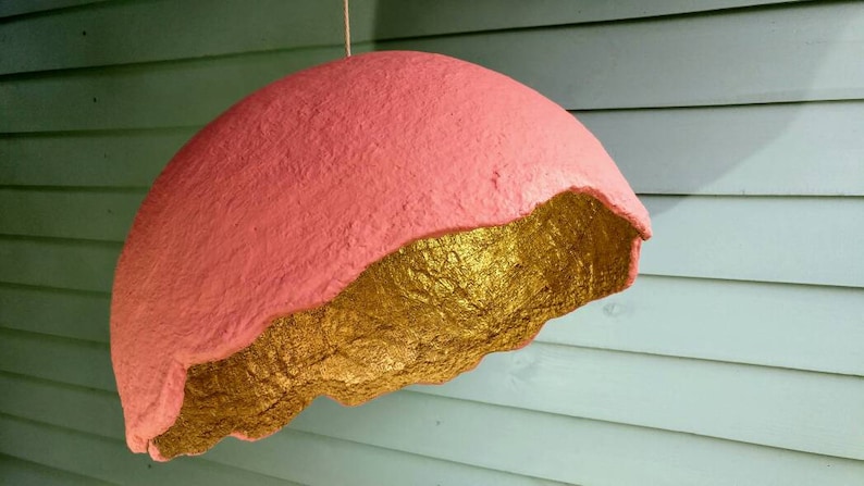 Papier mache pendant Pendant lighting Paper mache lamp Dining room lighting ceiling lighting Industrial lighting pendant Lampshade
