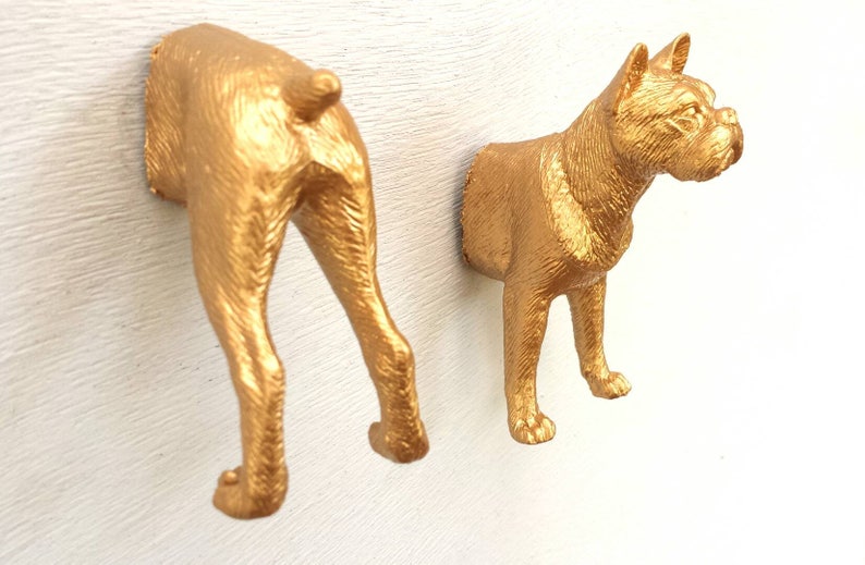 2 wall hooks head and tail Boxer Dog Coat Hook Etsy