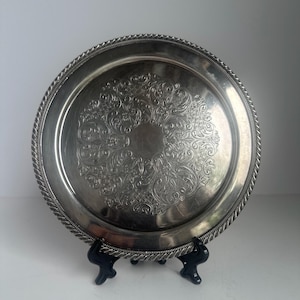 Vintage Birks Rideau Silver Plated Pierced Ornate 7” Round Tray 1925 -1940’s