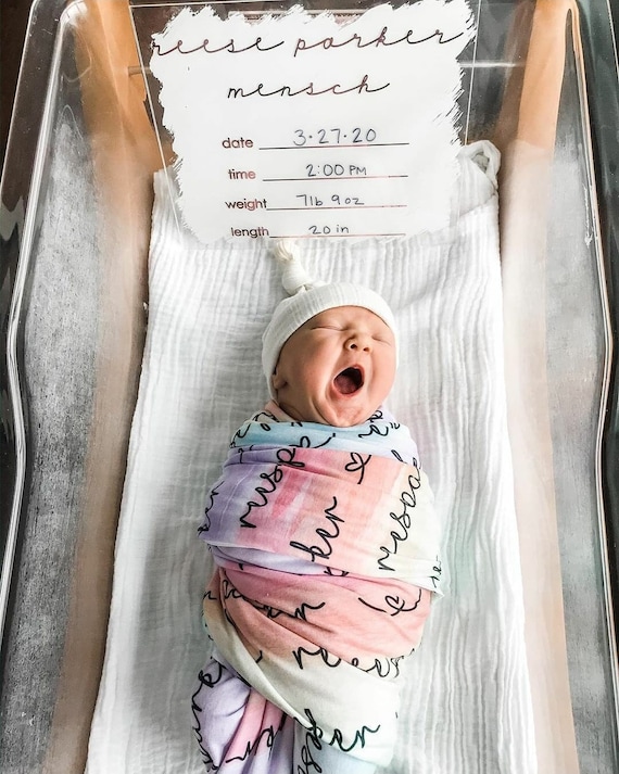 Personalized Rainbow Name Blanket Minky Swaddle Gown Knot Hat Bow Hospital Coming Home Outfit Boy Girl Newborn Baby Receiving Gift Etsy Canada