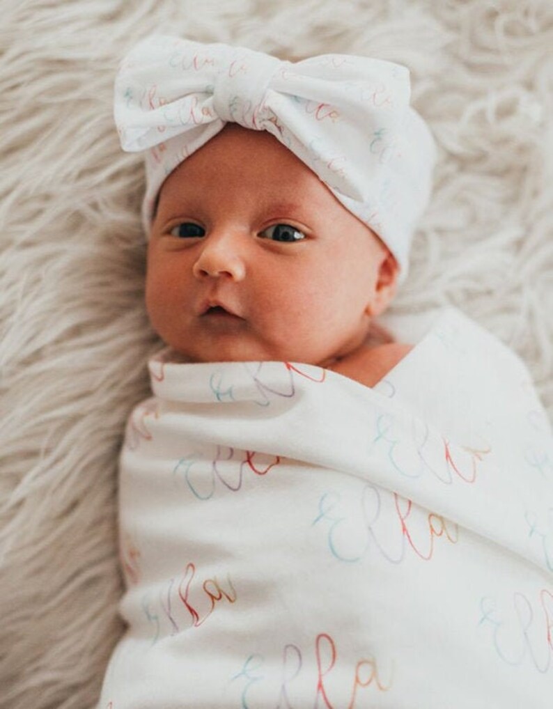 SewMine Personalized Rainbow Newborn Swaddle Minky / hospital Etsy