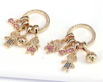 earrings Findings Jewelry 2pcs 14mm CZ Micro Pave Filigree teardrop drop Cubic Zirconia charm pendant