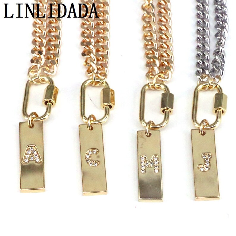 5Pcs Initial letters pendants necklace round charm pendants gold silver chain necklace choose letters
