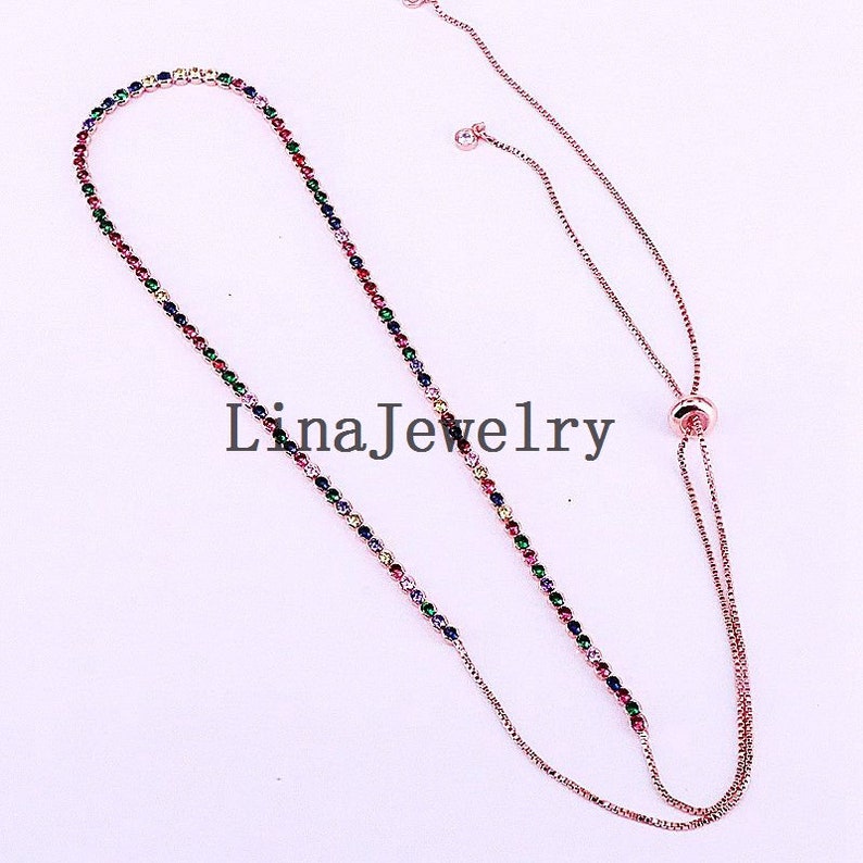 5Pcs High quality sparking rainbow cz tennis chain choker necklace fashion personality women collar jewellery
