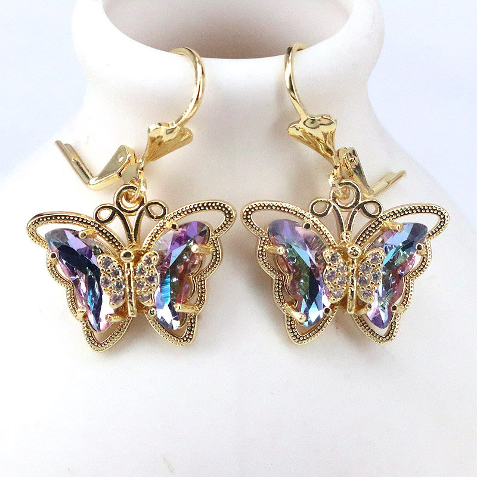 5Pairs Crystal Butterfly Earrings CZ Crystal Drop Dangle Etsy
