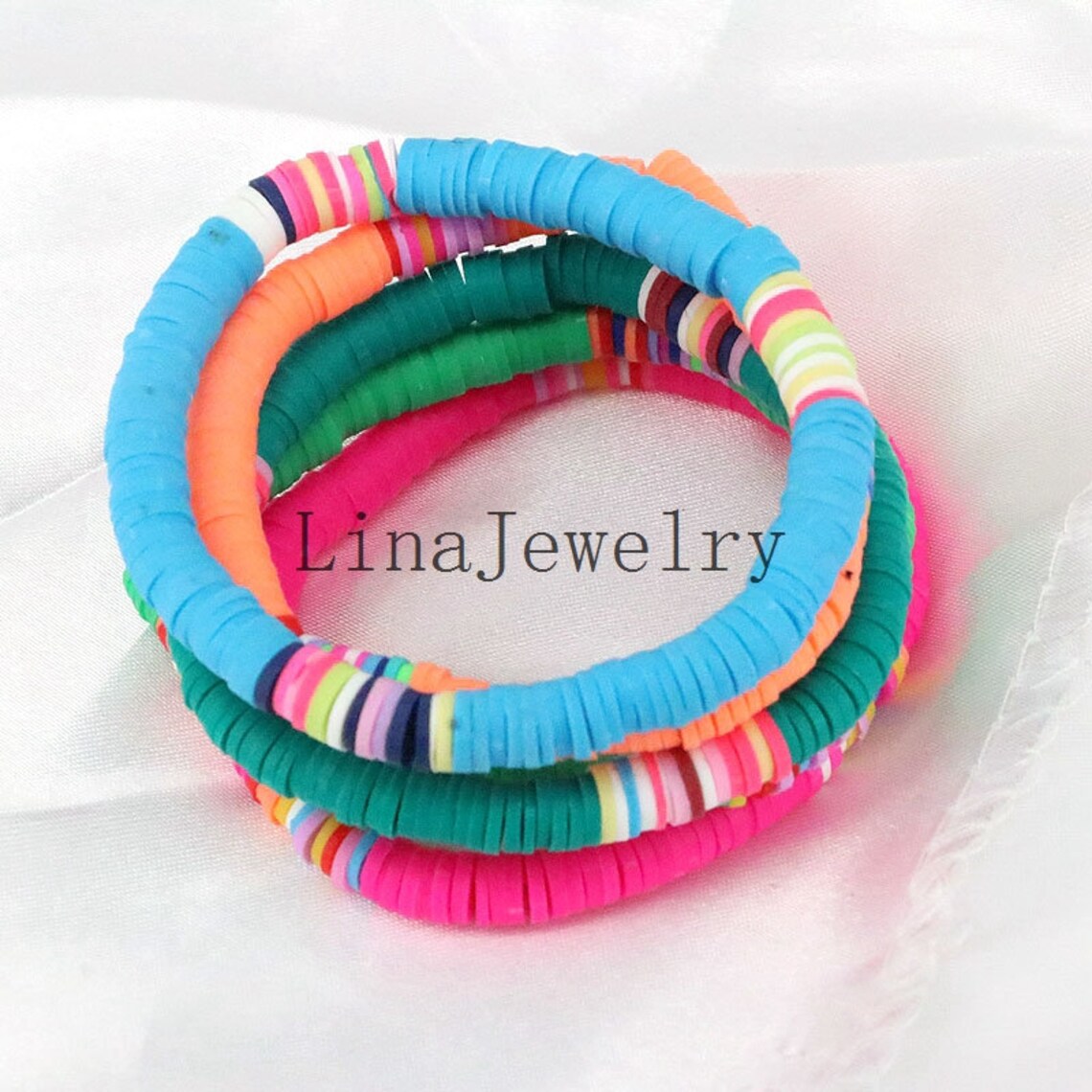 10pcs Colorful Polymer Clay Beaded Bracelet Beach Trendy Etsy