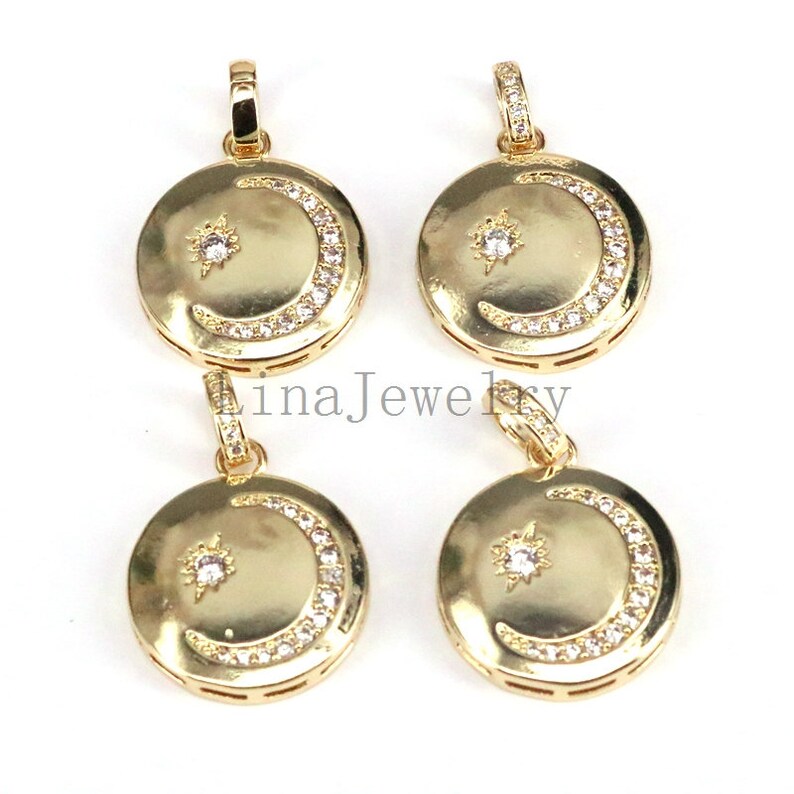 8Pcs Fashion Gold Color CZ Wedding Jewelry Femme Moon Star Unique Design Pendant Necklace For Women Girl