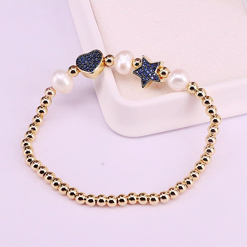 5Pcs Female CZ Micro Pave Spacer Jewelry Elegant Freshwater Pearl and Copper Beads Bracelet Fashion For Ladies Decorate