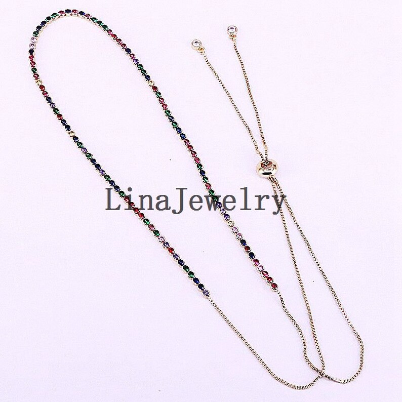 5Pcs High quality sparking rainbow cz tennis chain choker necklace fashion personality women collar jewellery