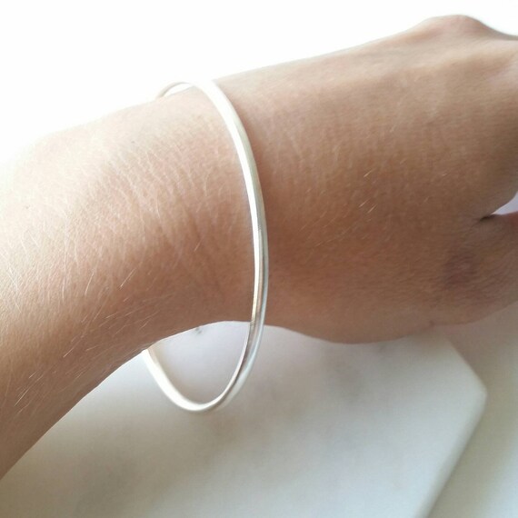 Silver Bangle - Sterling Silver Bracelet - Smooth Bangle