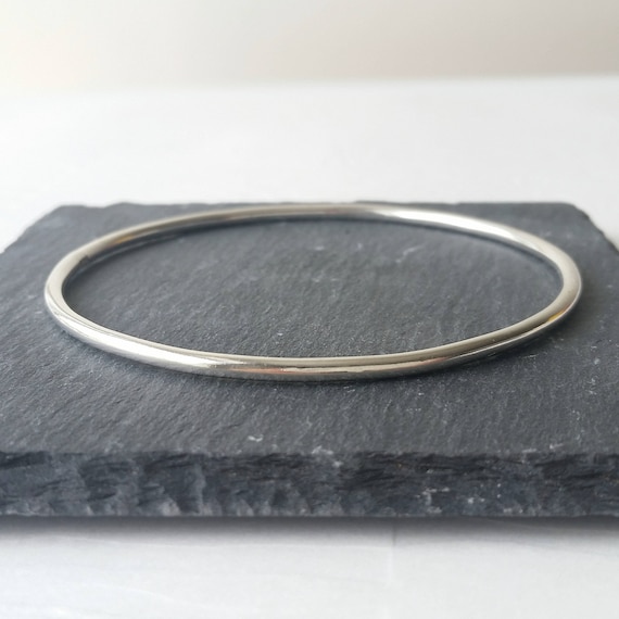 【20/80】STERLING SILVER ID BANGLE 3mm 3mm Half Round Sterling Silver Bangles – Susan McDonough Jewelry