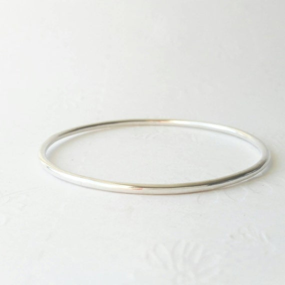 Silver Bangle - Sterling Silver Bracelet - Smooth Bangle