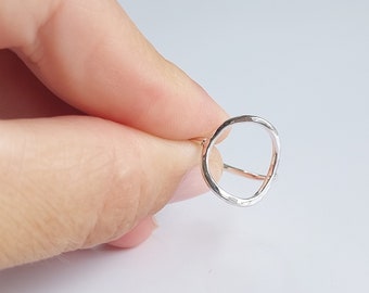 Anillo de plata esterlina - Anillo llamativo - Anillo con textura de halo - Anillo con halo martillado