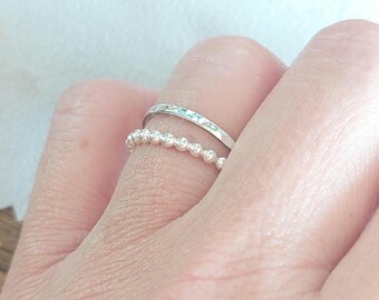 Anillo partido de plata esterlina - Anillos apilables - Anillos llamativos - Hecho a mano - Anillo doble