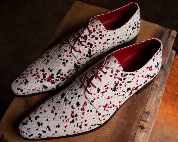 Italian Leather Vintage Style White Crocodile Oxford Winkle 