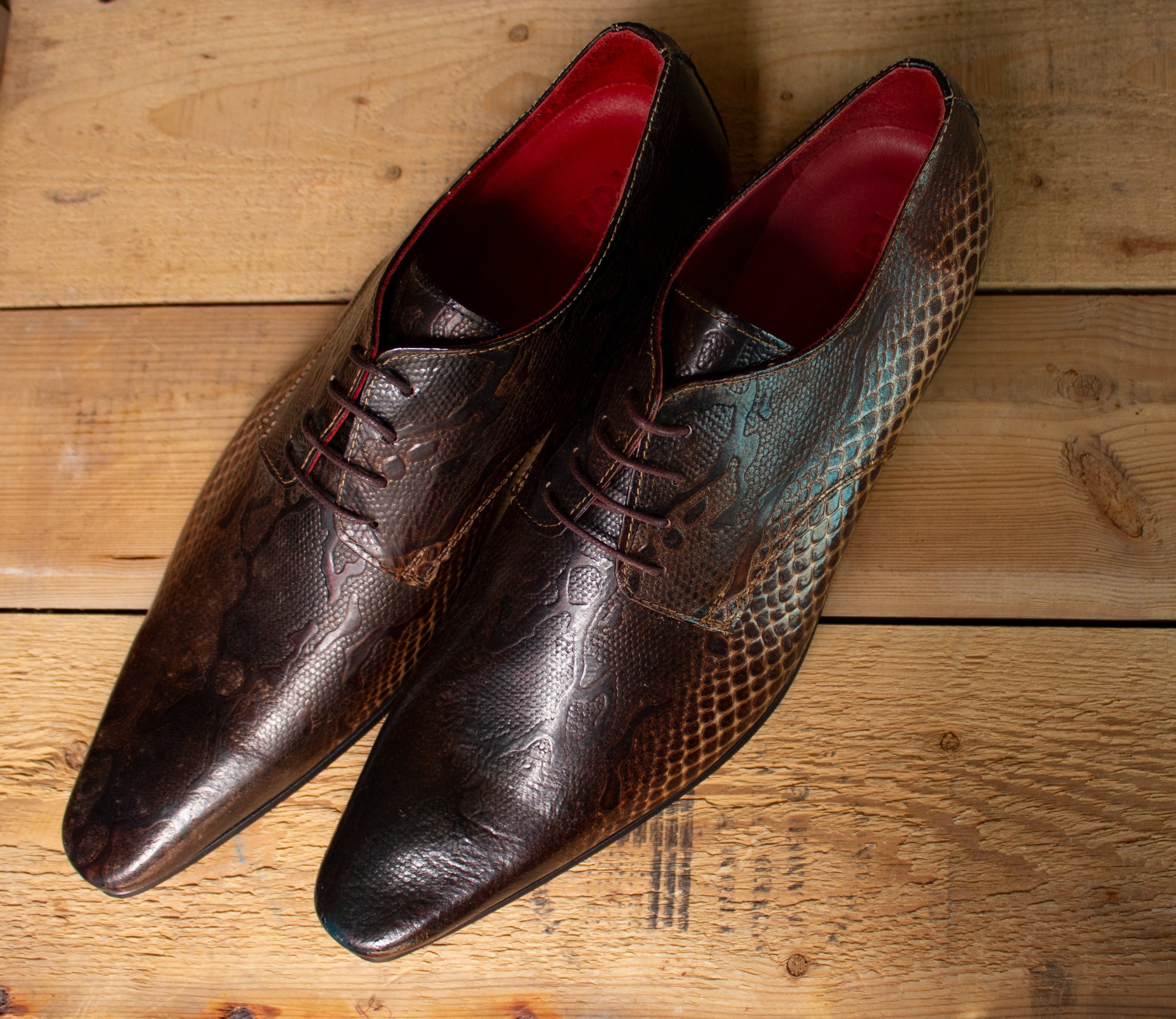 Men\'s Genuine Alligator Shoes Brown Lace Up Shoes MC Mario Campatelli 9.5 Italy Vintage Men Alligator Shoes - Etsy main image 3