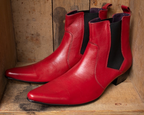 mens red leather chelsea boots