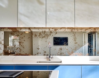 Rusted Antique Mirror Toughened Glass Splashback