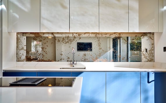 Rusted Antique Mirror Toughened Glass Splashback