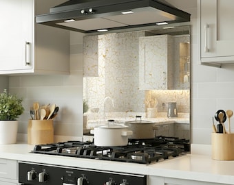 Gold Vein Antique Mirror Splashback (Toughened Glass)