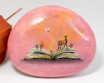 Magical Book (Original oil painting on a stone by Yana Khachikyan)