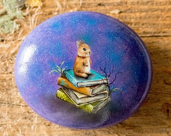 Rabbit Fairy Tale (Original oil painting on a stone by Yana Khachikyan)