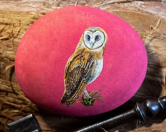 Barn Owl (Original oil painting on a stone by Yana Khachikyan)