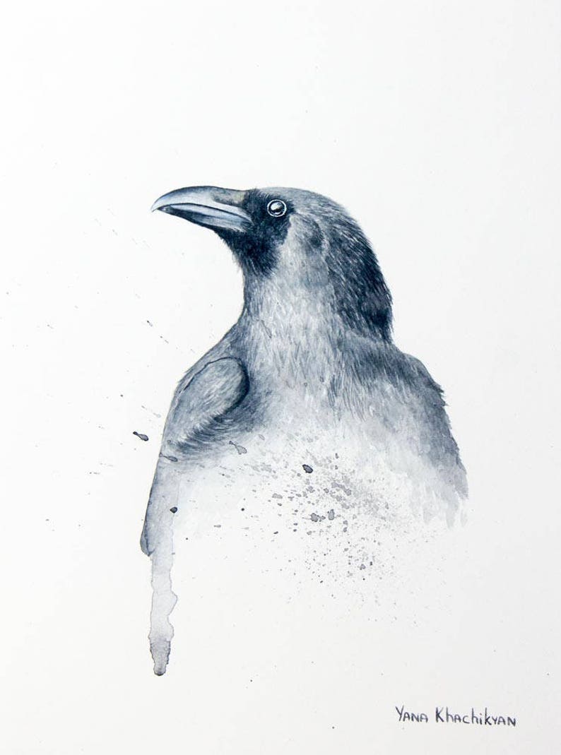 Raven Bird Original Watercolor Painting by Yana Khachikyan - Etsy