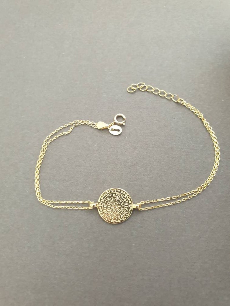 white pearl 925 sterling silver greek phaistos phaestos disc bracelet