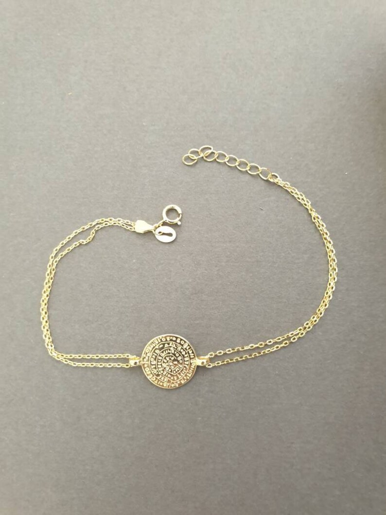 white pearl 925 sterling silver greek phaistos phaestos disc bracelet