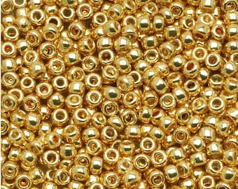 TR-11-PF557 -  TOHO Round Seed Beads 11/0 size PermaFinish Galvanized Starlight Gold